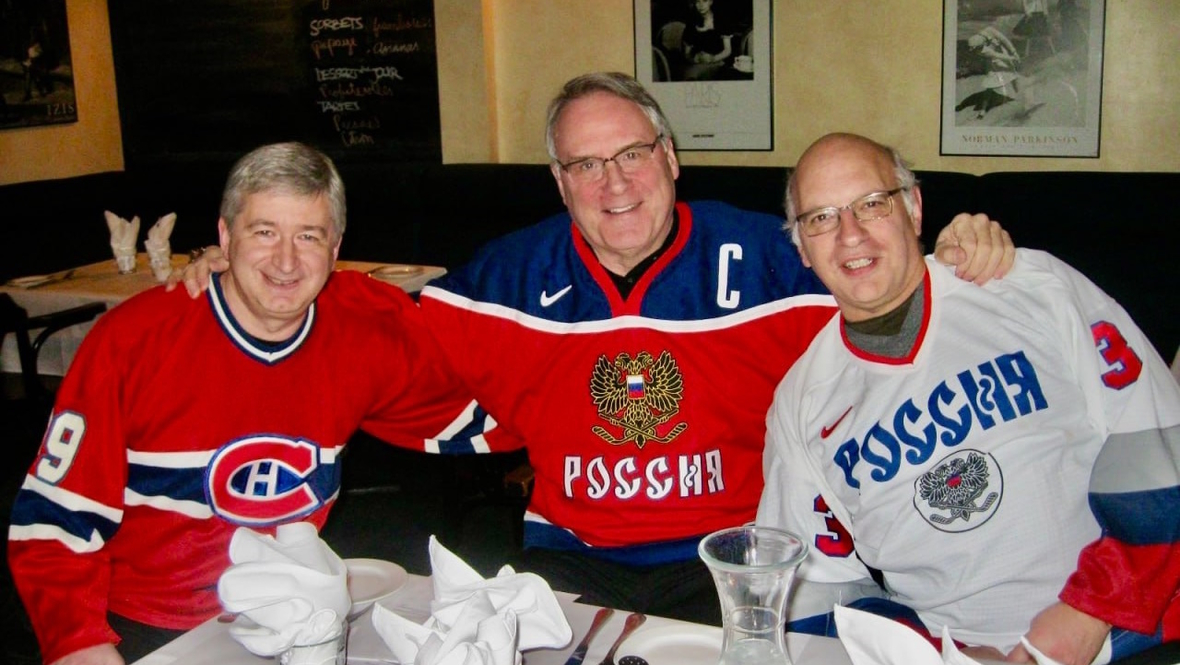 Кен Драйден, Игорь Куперман и их друг, многолетний глава издательства НХЛ Дэн Даймонд.