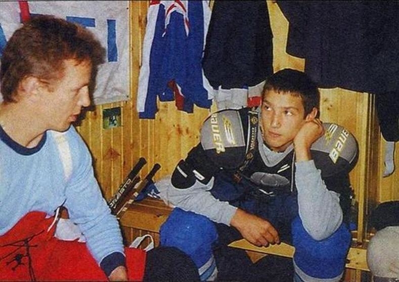 14-летний Александр Овечкин и Игорь Ларионов.