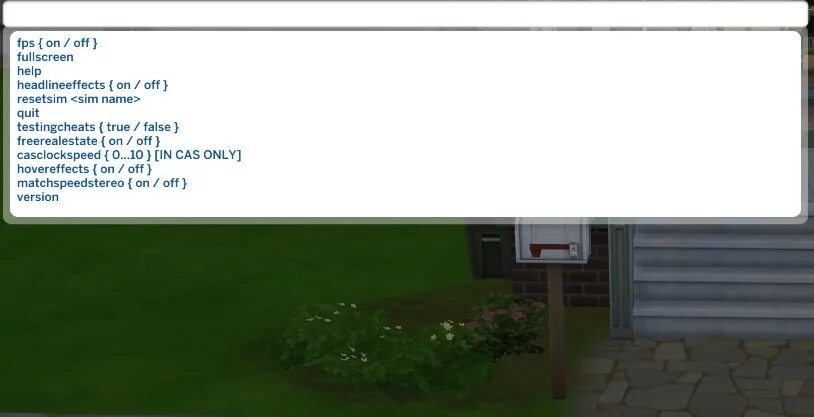 Консоль разработчика из Симс 4.