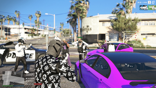 Игроки в роли бандитов совершили нападение на патрульную машину.