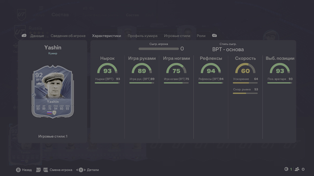 Карточка Льва Яшина в EA FC 26 Ultimate Team.