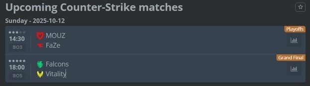 Расписание финального игрового дня на ESL Pro League Season 22.
