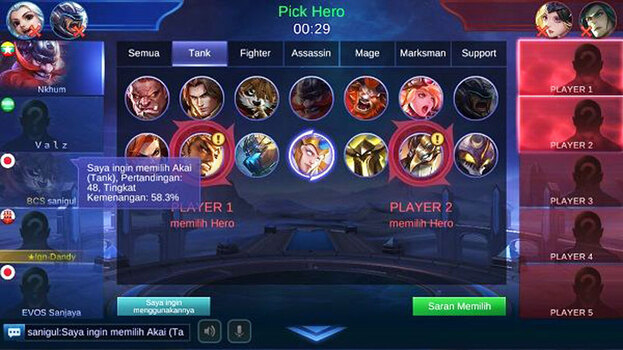 Драфт — выбор персонажей в Mobile Legends: Bang Bang.