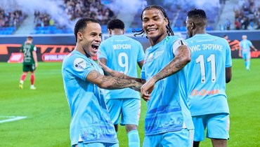 Футболисты «Зенита» Педро и Вильмар Барриос после гола в ворота «Локомотива» (2:0) 1 ноября.