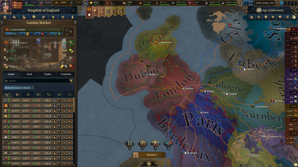 Сеть дорог в Europa Universalis 5.