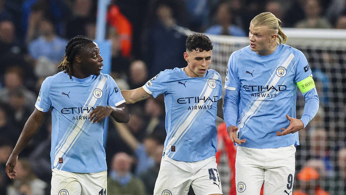 Жереми Доку, Фил Фоден и Эрлинг Холанн («Манчестер Сити»).