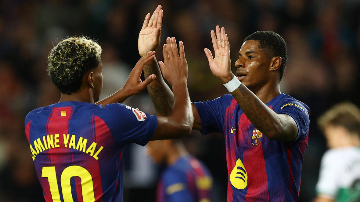 Ламин Ямаль и Маркус Рэшфорд.