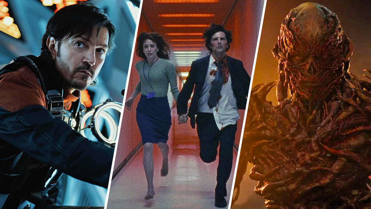 Кадры из сериалов «Андор», реж. Apиэль Kлeймaн, Disney+; «Разделение», реж. Бен Стиллер, Apple TV+; «Очень странные дела», реж. Мэтт Даффер, Netflix