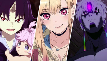 Кадры из аниме «Клеватесс: Король демонических зверей, младенец и герой-нежить», реж. Тагути Киетака,"Эта фарфоровая кукла влюбилась», реж. Синохара Кэйсукэ, «Дандадан», реж. Ямасиро Фуга