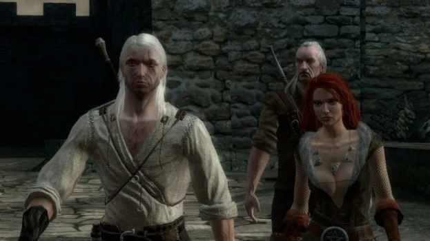 Геральт из Ривии в компании с Трисс и Весемиром в The Witcher 1.Обложка оригинального саундтрека из Ведьмака 1.