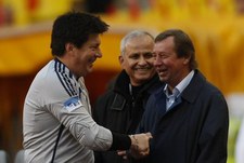 10 октября. Москва. Лужники. Ринат ДАСАЕВ, Александр МИРЗОЯН и Юрий СЕМИН на матче, посвященном 80-летию Льва Яшина. Фото Александра ФЕДОРОВА, "СЭ"