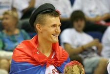 Июль 2008 года. Москва. Проводы сборной России в Пекин на Олимпийские игры - турнир, который по сей день остается для Андрея КИРИЛЕНКО последним в составе национальной команды. Фото Татьяны ДОРОГУТИНОЙ, "СЭ".