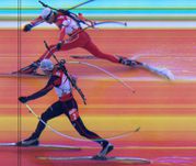 11 марта 2007 года. Холменколлен. Рафаэль ПУАРЕ (внизу) и Оле Эйнар БЬОРНДАЛЕН на кадре фотофиниша их последней гонки.