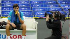 17-летний российский теннисист Карен ХАЧАНОВ - в центре внимания прессы. Фото Никиты УСПЕНСКОГО, "СЭ".