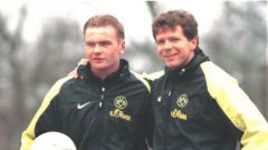 Конец 90-х. Молодой полузащитник "Боруссии" Владимир БУТ и одна из легенд дортмундского клуба Андреас МЕЛЛЕР.