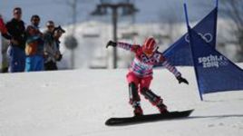 Сочи. Екатерина ТУДЕГЕШЕВА на трассе параллельного слалома во время Олимпиады.