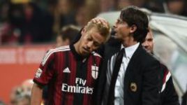 Главный тренер "Милана" Филиппо ИНДЗАГИ (справа) и полузащитник Кейсуке ХОНДА.