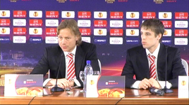 Пресс-конференция Валерия Карпина и Кирилла Комбарова перед матчем "Спартак" - "Базель"