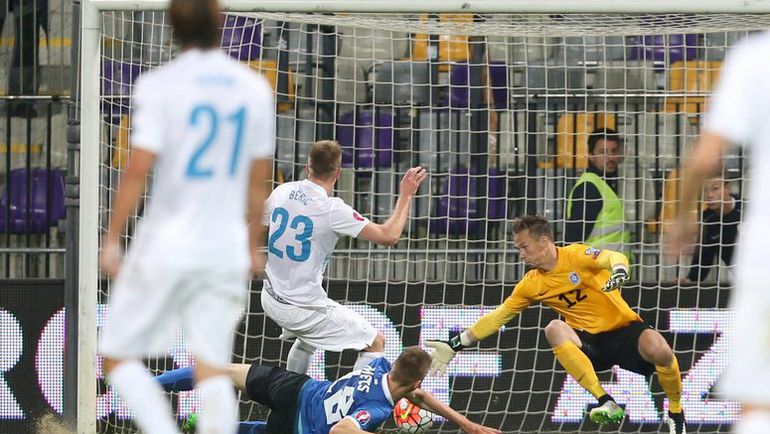 Марибор. Словения – Эстония - 1:0. 63-я минута. Победный гол Роберта БЕРИЧА (23). Фото REUTERS