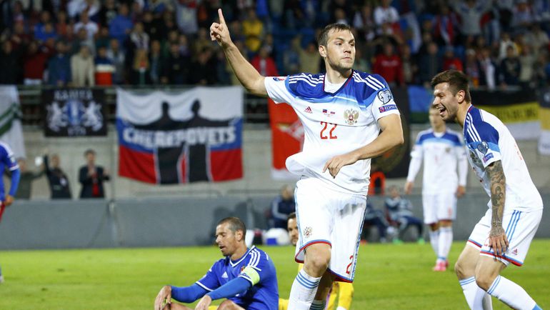 Вчера. Вадуц. Лихтенштейн – Россия – 0:7. 90-я минута. Только что Артем ДЗЮБА забил свой четвертый гол в матче. Фото REUTERS