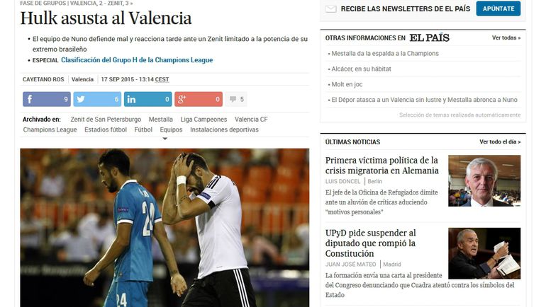 El Pais о матче