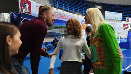 "Динамо"(М) - УГМК - 34:71. Иван Новосельцев, Катерина Кейру и Мария Степанова.