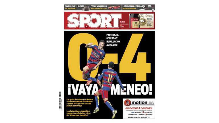 Главная страница газеты Sport. Фото sport.es Главная страница газеты Sport. Фото sport.es
