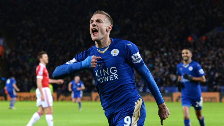 Радость автора рекордного гола Джейми ВАРДИ. Фото AFP Радость автора рекордного гола Джейми ВАРДИ. Фото AFP