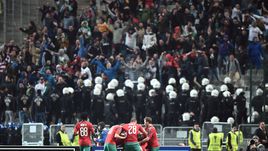 Болельщики на матче "Скендербеу" - "Локомотив"