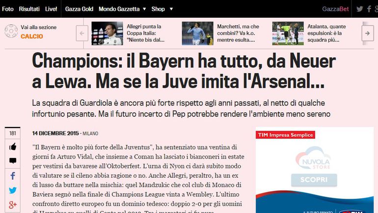 LA GAZETTA DELLO SPORT. LA GAZETTA DELLO SPORT.