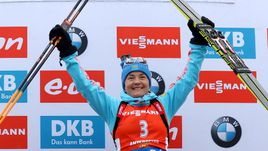 Сегодня. Антерсельва. Екатерина ЮРЛОВА празднует победу.