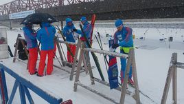 Биатлонисты перед отъездом в Норвегию