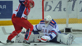 Сегодня. Москва. ЦСКА - СКА - 3:0. Опасный момент у ворот Микко КОСКИНЕНА.