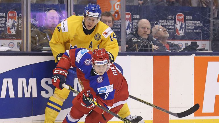 Николай ГОЛДОБИН играл за сборную России на юниорском чемпионате мира в 2015 году. Фото AFP Николай ГОЛДОБИН играл за сборную России на юниорском чемпионате мира в 2015 году. Фото AFP