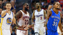 Стефен КАРРИ, Леброн ДЖЕЙМС, Крис ПОЛ и Кевин ДЮРАНТ: на старт!