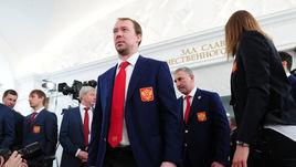 Сегодня. Москва. Пресс-конференция сборной России по хоккею. Сергей МОЗЯКИН..