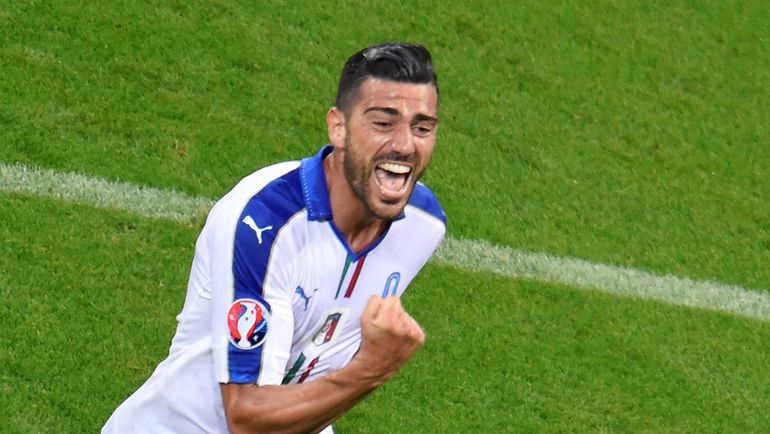 Понедельник. Лион. Бельгия – Италия – 0:2. Грациано ПЕЛЛЕ празднует второй гол сборной Италии. Фото AFP Понедельник. Лион. Бельгия – Италия – 0:2. Грациано ПЕЛЛЕ празднует второй гол сборной Италии. Фото AFP