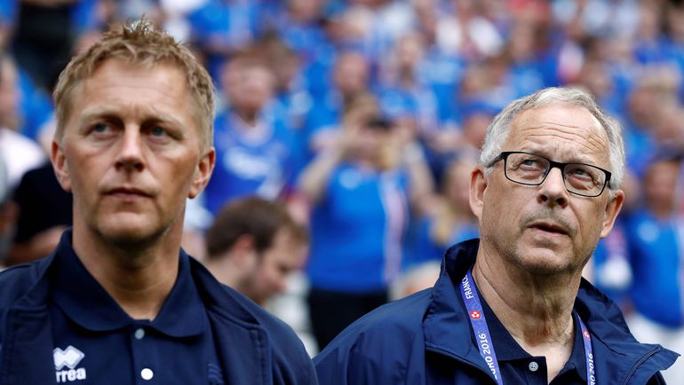 Хеймир ХАЛЬГРИМССОН и Ларс ЛАГЕРБАК. Фото AFP Хеймир ХАЛЬГРИМССОН и Ларс ЛАГЕРБАК. Фото AFP