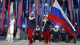 Сборная России на церемонии открытия Паралимпиады-2014 в Сочи.