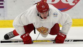 Евгений МАЛКИН на тренировке сборной России в Питтсбурге.