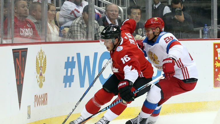 Среда. Питтсбург. Канада - Россия - 3:2 ОТ. Джонатан ТЭЙВЗ и Никита ЗАЙЦЕВ. Фото REUTERS Среда. Питтсбург. Канада - Россия - 3:2 ОТ. Джонатан ТЭЙВЗ и Никита ЗАЙЦЕВ. Фото REUTERS
