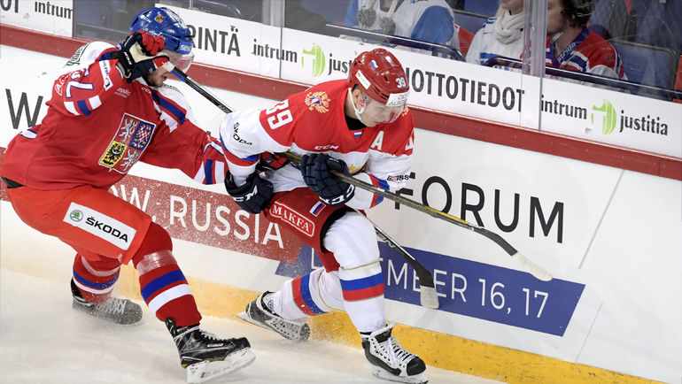 Сегодня. Хельсинки. Чехия - Россия - 0:3. Томаш ЗОХОРНА и Степан САННИКОВ. Фото REUTERS Сегодня. Хельсинки. Чехия - Россия - 0:3. Томаш ЗОХОРНА и Степан САННИКОВ. Фото REUTERS