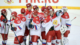 Сегодня. Хельсинки. Чехия - Россия - 0:3. Россияне празднуют победу в игре и на турнире.