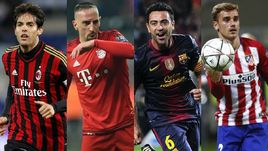 Слева направо: КАКА, Франк РИБЕРИ, ХАВИ и Антуан ГРИЗМАНН.