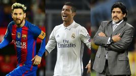 Лионель МЕССИ, КРИШТИАНУ РОНАЛДУ и Диего МАРАДОНА.