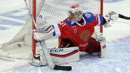 Сегодня. Москва. Швеция - Россия - 3:1. Илья СОРОКИН пропускает вторую шайбу.