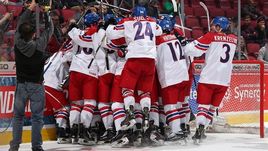 Понедельник. Монреаль. Чехия - Финляндия - 2:1. Игроки сборной Чехии празднуют победу.