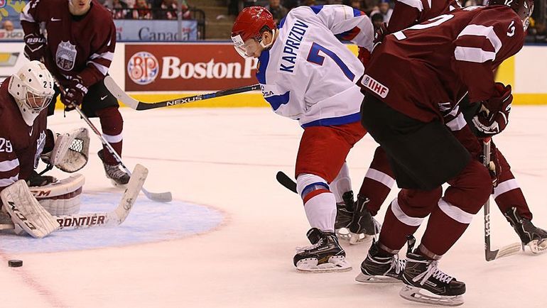 Вторник. Торонто. Латвия - Россия - 1:9. Кирилл КАПРИЗОВ (№7). Фото Федерация хоккея России Вторник. Торонто. Латвия - Россия - 1:9. Кирилл КАПРИЗОВ (№7). Фото Федерация хоккея России