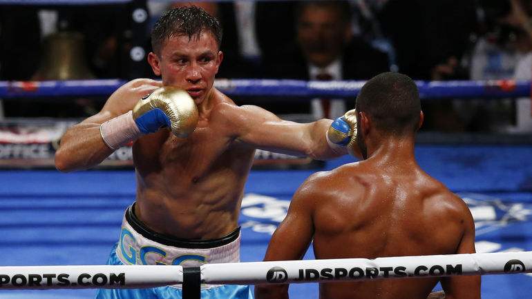 10 сентября 2016 года. Лондон. Геннадий ГОЛОВКИН и Келл БРУК. Фото REUTERS 10 сентября 2016 года. Лондон. Геннадий ГОЛОВКИН и Келл БРУК. Фото REUTERS