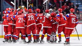 Сегодня. Монреаль. Швеция - Россия - 1:2 ОТ. Россияне празднуют победу.